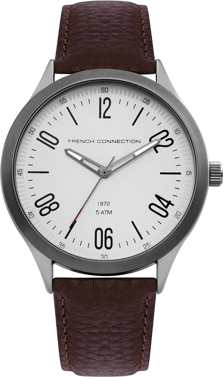 Gwylio Dynion French Connection gyda Strap Lledr Brown FC1331T