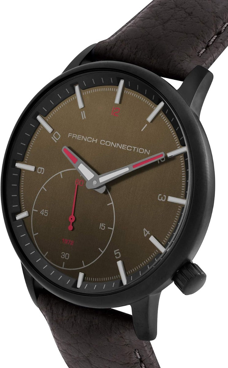 French Connection Mens Watch with Green Leather Strap FC1332N