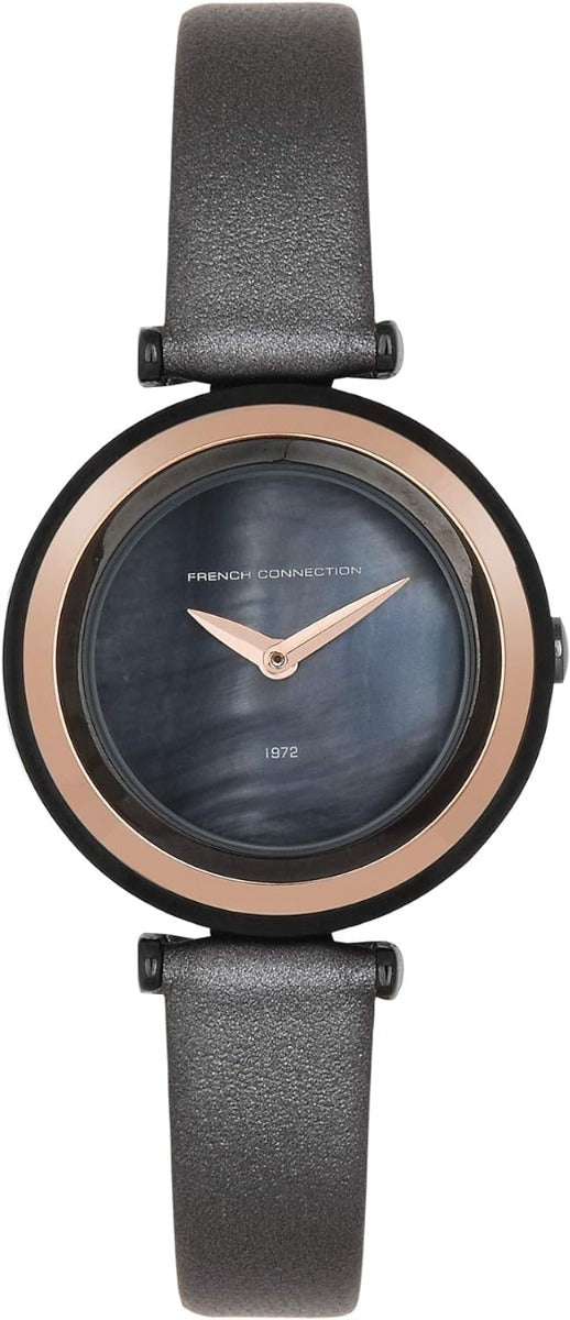 French Connection Ladies watch with Black Leather Strap FCE118B