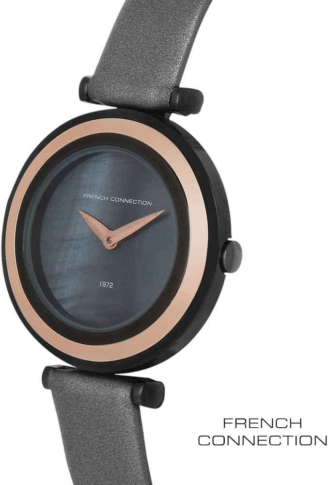 French Connection Ladies watch with Black Leather Strap FCE118B