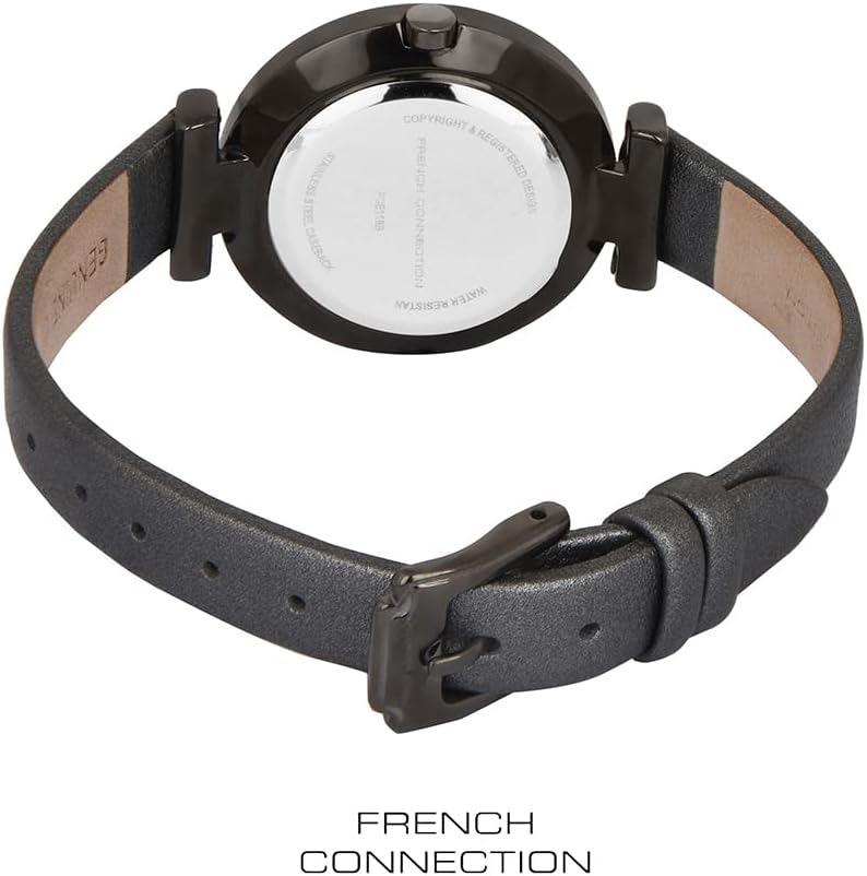 French Connection Ladies watch with Black Leather Strap FCE118B