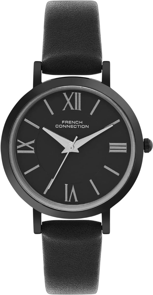 French Connection Ladies Watch with Black Leather Strap FCN00037G