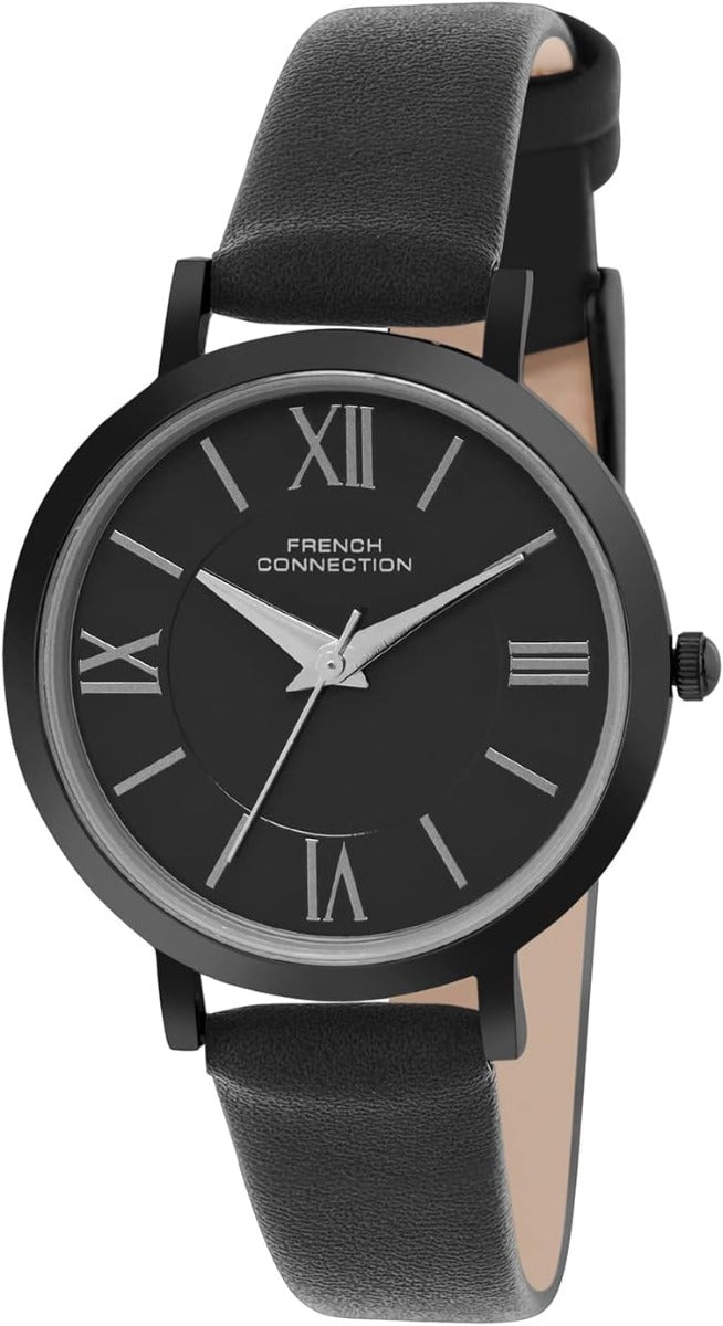 French Connection Ladies Watch with Black Leather Strap FCN00037G
