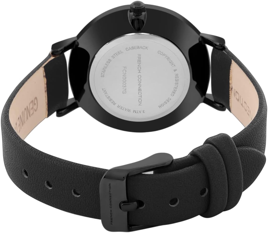 French Connection Ladies Watch with Black Leather Strap FCN00037G