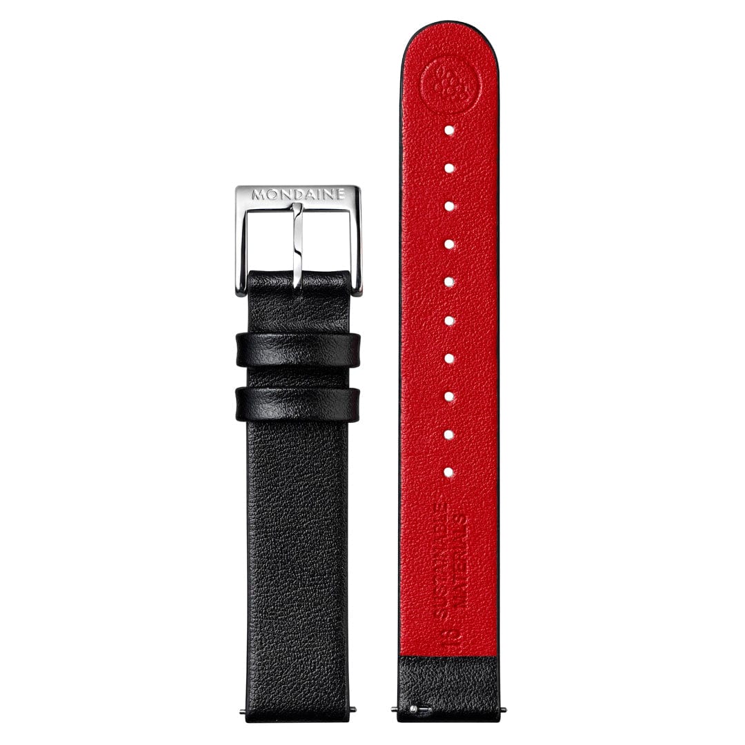 Mondaine Petite Cushion Ladies Watch with White Dial and Black Strap MSL.31110.LBV