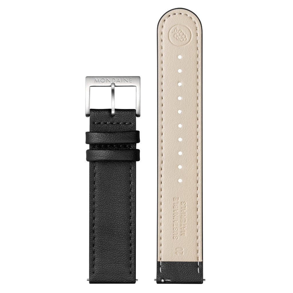 Mondaine Mens Solar Watch with Black Dial and Black Vegan Leather Strap MLE.41921.LBV