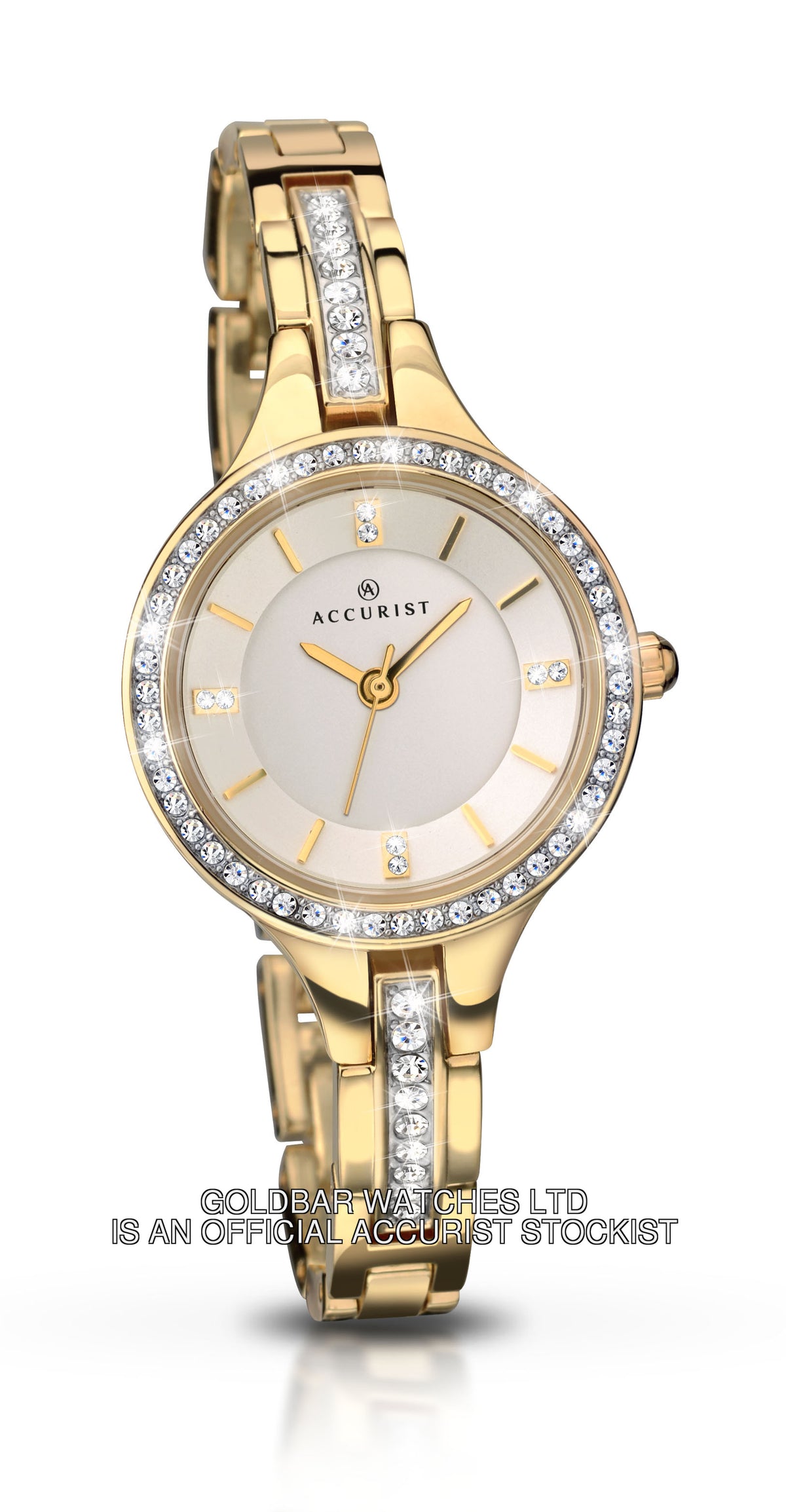 Accurist Ladies Silver Dial Gold Bracelet Watch 8056