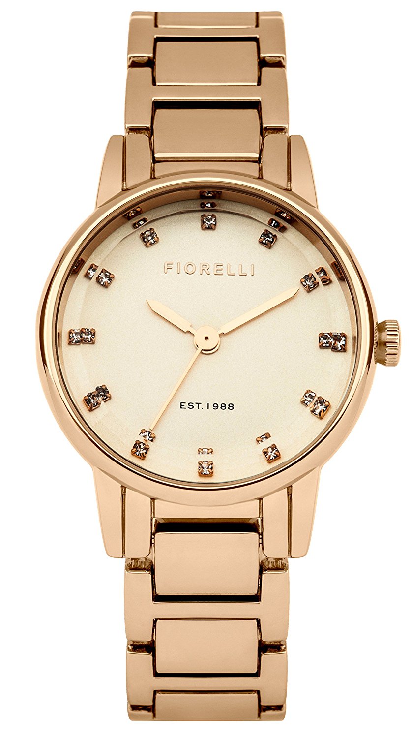 Fiorelli Women's Quartz Watch with Rose Gold Dial Analogue Display and Rose Gold Alloy Bracelet FO020RGM