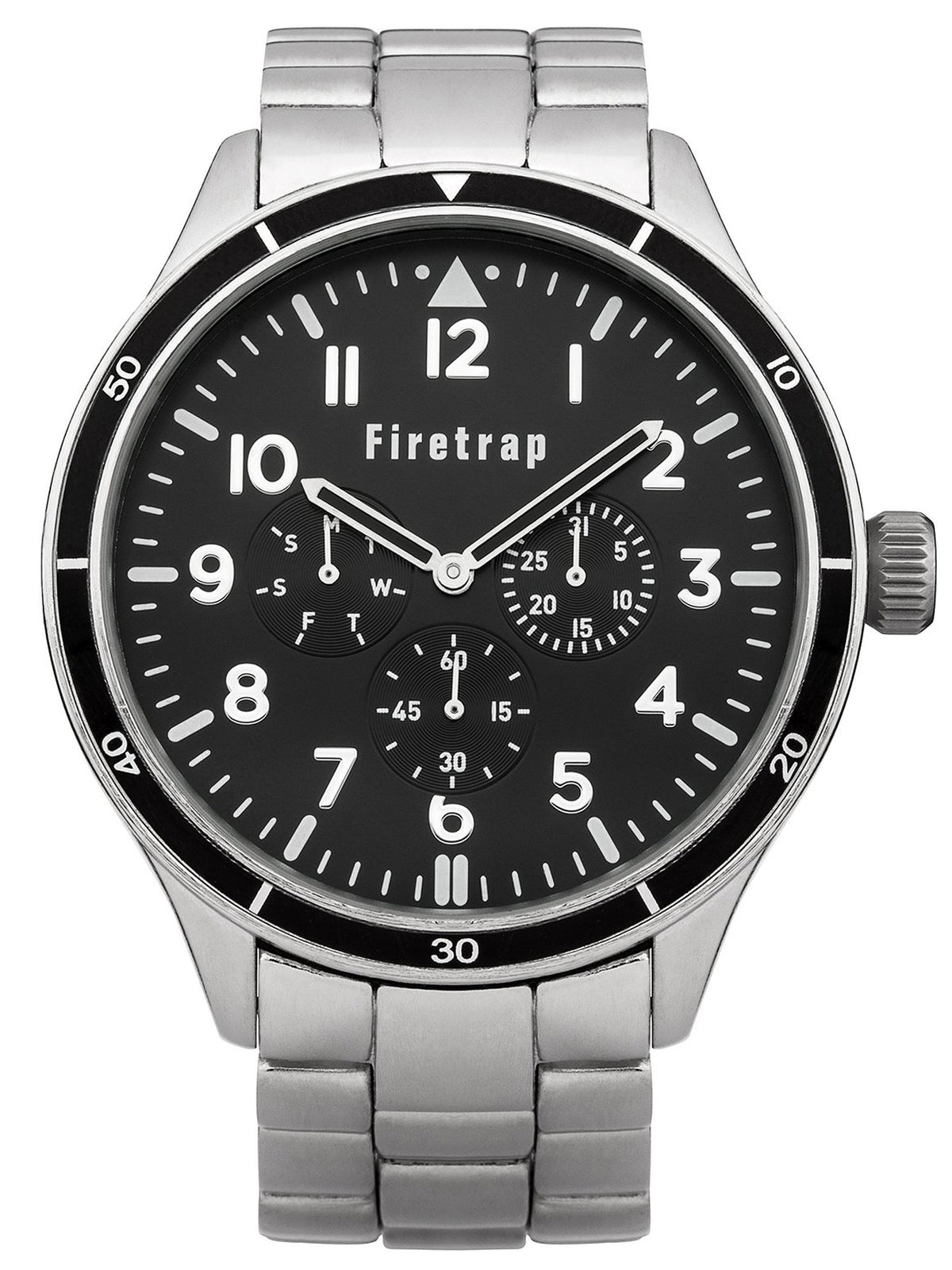 Firetrap men's quartz Watch with black Dial analogue Display and silver other Bracelet FT2015BM