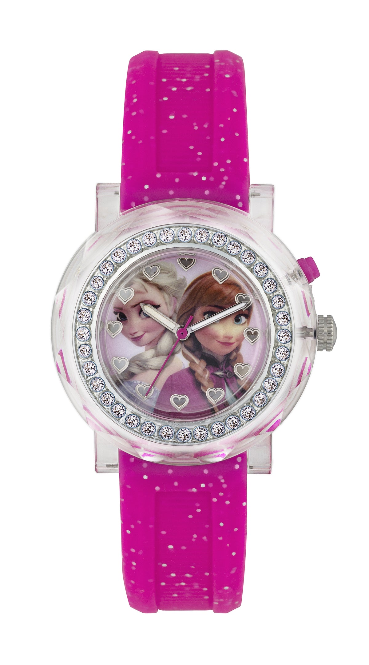 Tikkers Disney Frozen Elsa And Anna Light Up Analogue Watch With Pink Silicon Strap FZN3565D