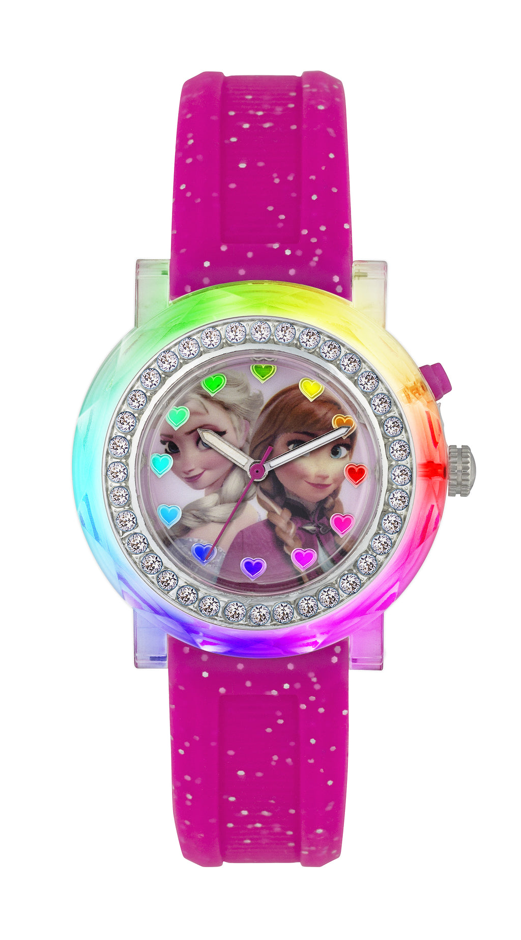 Tikkers Disney Frozen Elsa And Anna Light Up Analogue Watch With Pink Silicon Strap FZN3565D