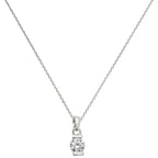 Cadwyn Arian Sterling CZ