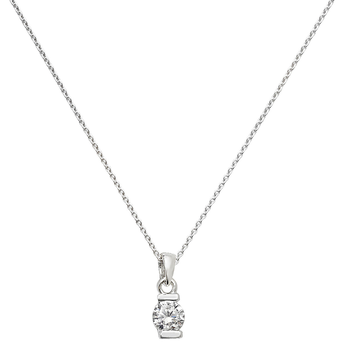 Cadwyn Arian Sterling CZ