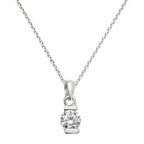 Cadwyn Arian Sterling CZ