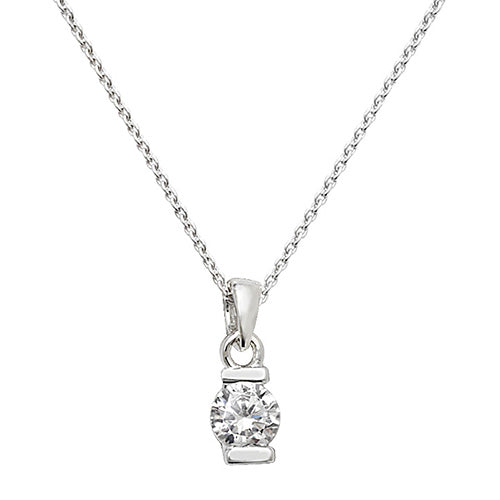 Cadwyn Arian Sterling CZ