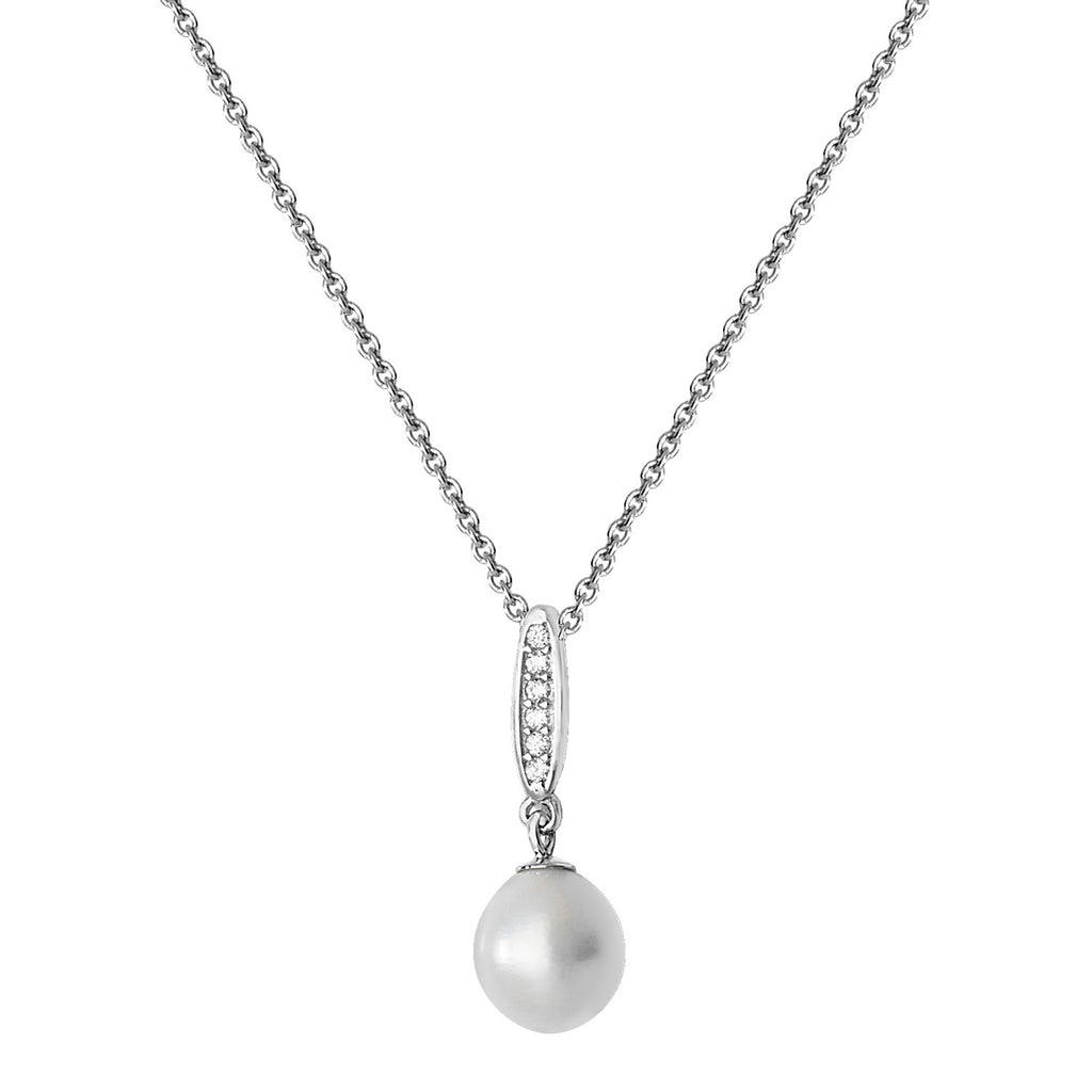 Sterling Silver CZ and Pearl Necklet