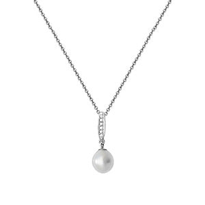 Sterling Silver CZ and Pearl Necklet