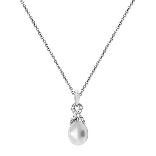 Sterling Silver CZ and Pearl Necklet