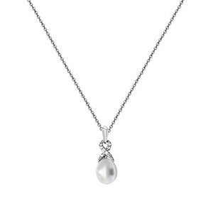 Sterling Silver CZ and Pearl Necklet