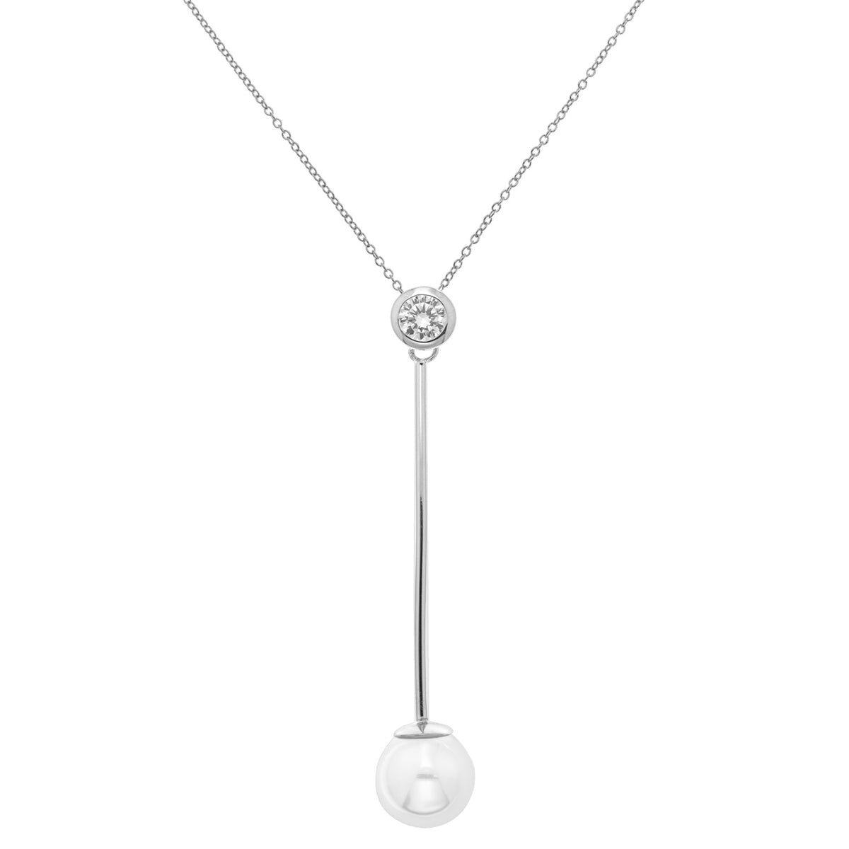 Sterling Silver CZ and Pearl Necklet
