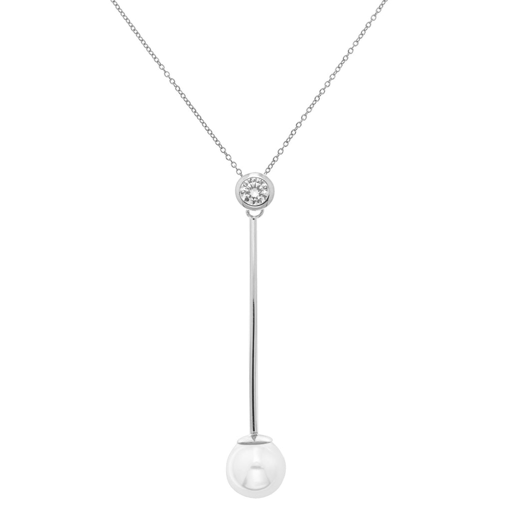 Sterling Silver CZ and Pearl Necklet