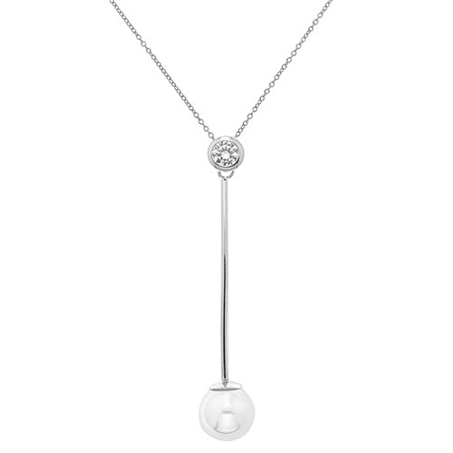 Sterling Silver CZ and Pearl Necklet