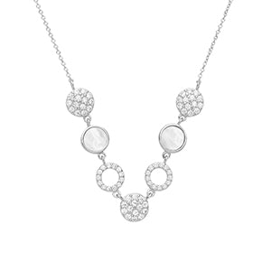 Sterling Silver CZ and Pearl Necklet