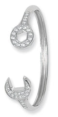 Sterling Silver Baby Stone Set Spanner Bangle