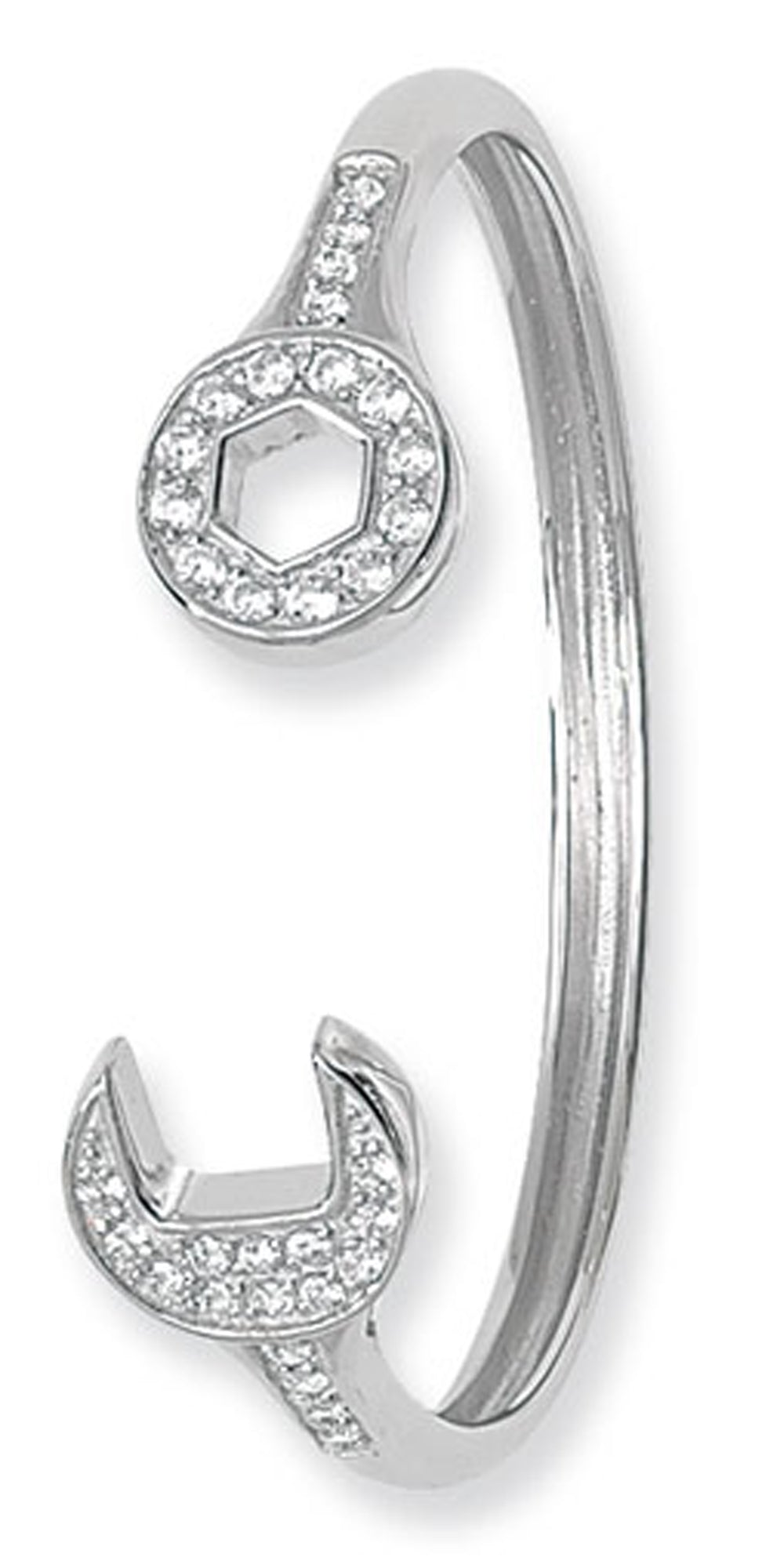 Sterling Silver Baby Stone Set Spanner Bangle