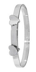 Sterling Silver Solid Expander Baby Heart Bangle
