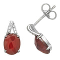 Clustdlysau Arian Sterling â Garnet a CZ