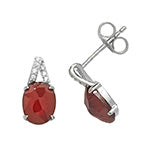Clustdlysau Arian Sterling â Garnet a CZ