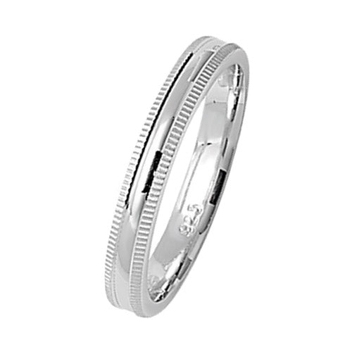 Band Priodas Mill Grain Arian Sterling 3mm