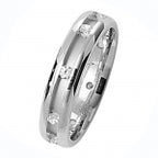 Band Priodas Satin Arian Sterling 5mm