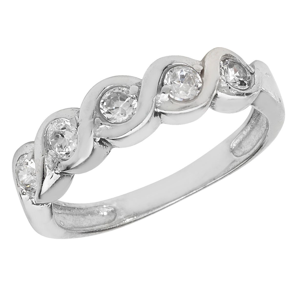 Modrwy Ddi-ddiwedd Arian Sterling CZ