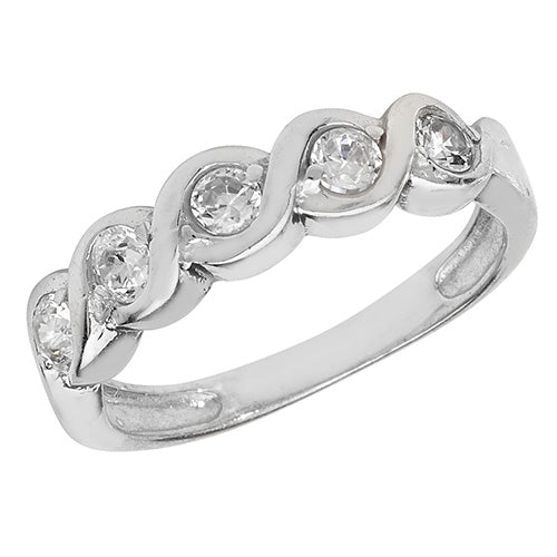 Modrwy Ddi-ddiwedd Arian Sterling CZ