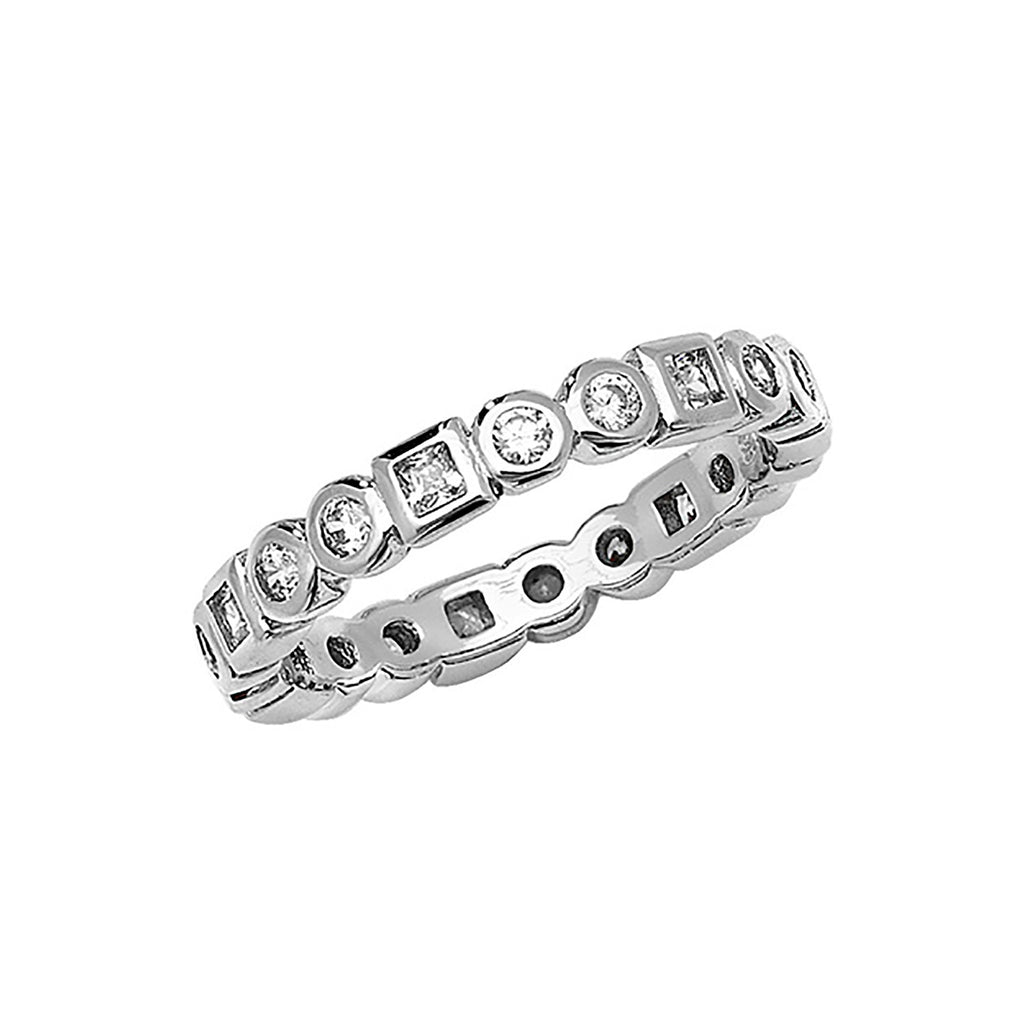 Modrwy Ddi-ddiwedd Arian Sterling CZ