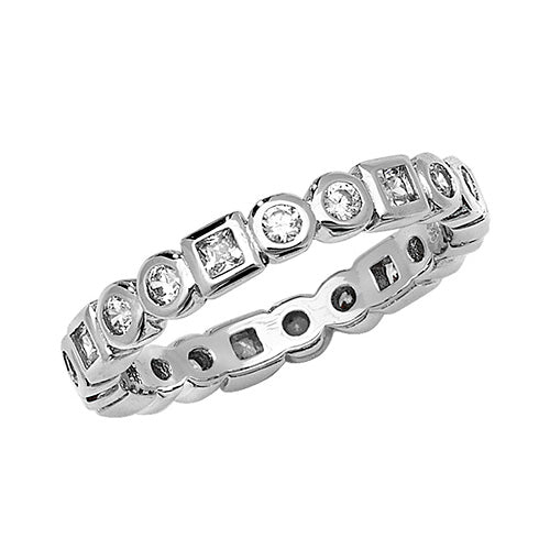 Modrwy Ddi-ddiwedd Arian Sterling CZ