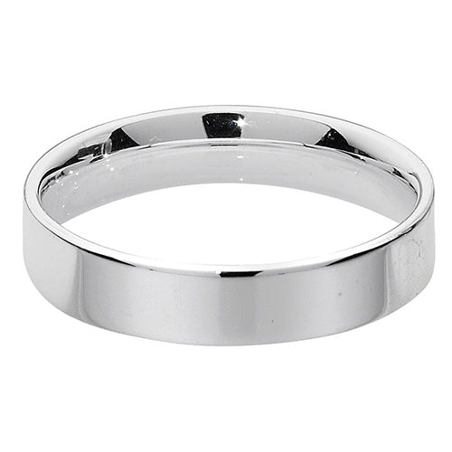Modrwy Briodas Llydan Fflat Arian Sterling 4mm