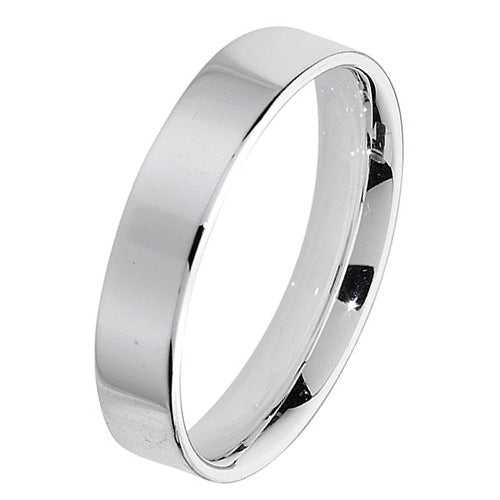 Modrwy Briodas Llydan Fflat Arian Sterling 4mm