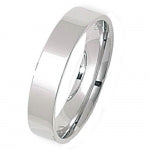Modrwy Briodas Llydan Fflat Arian Sterling 4mm