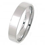 Modrwy Briodas Llydan Fflat Arian Sterling 4mm