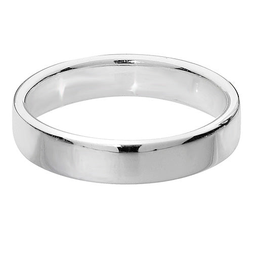 Band Priodas Llys Meddal Arian Sterling 4mm