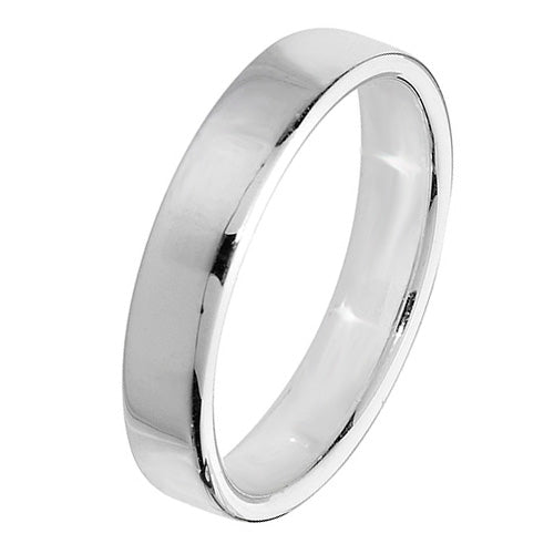 Band Priodas Llys Meddal Arian Sterling 4mm