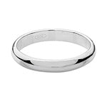 Band Priodas Siâp D Arian Sterling 3mm