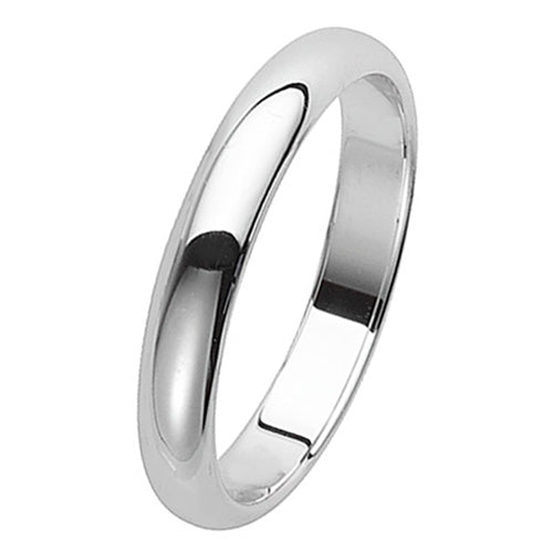 Band Priodas Siâp D Arian Sterling 3mm
