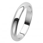Band Priodas Siâp D Arian Sterling 3mm