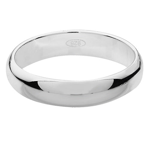 Band Briodas Siâp D 4mm Arian Sterling