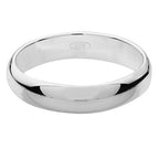 Band Briodas Siâp D 4mm Arian Sterling