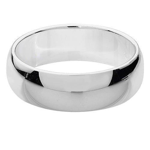 Sterling Silver 6mm D Shape Wedding Band